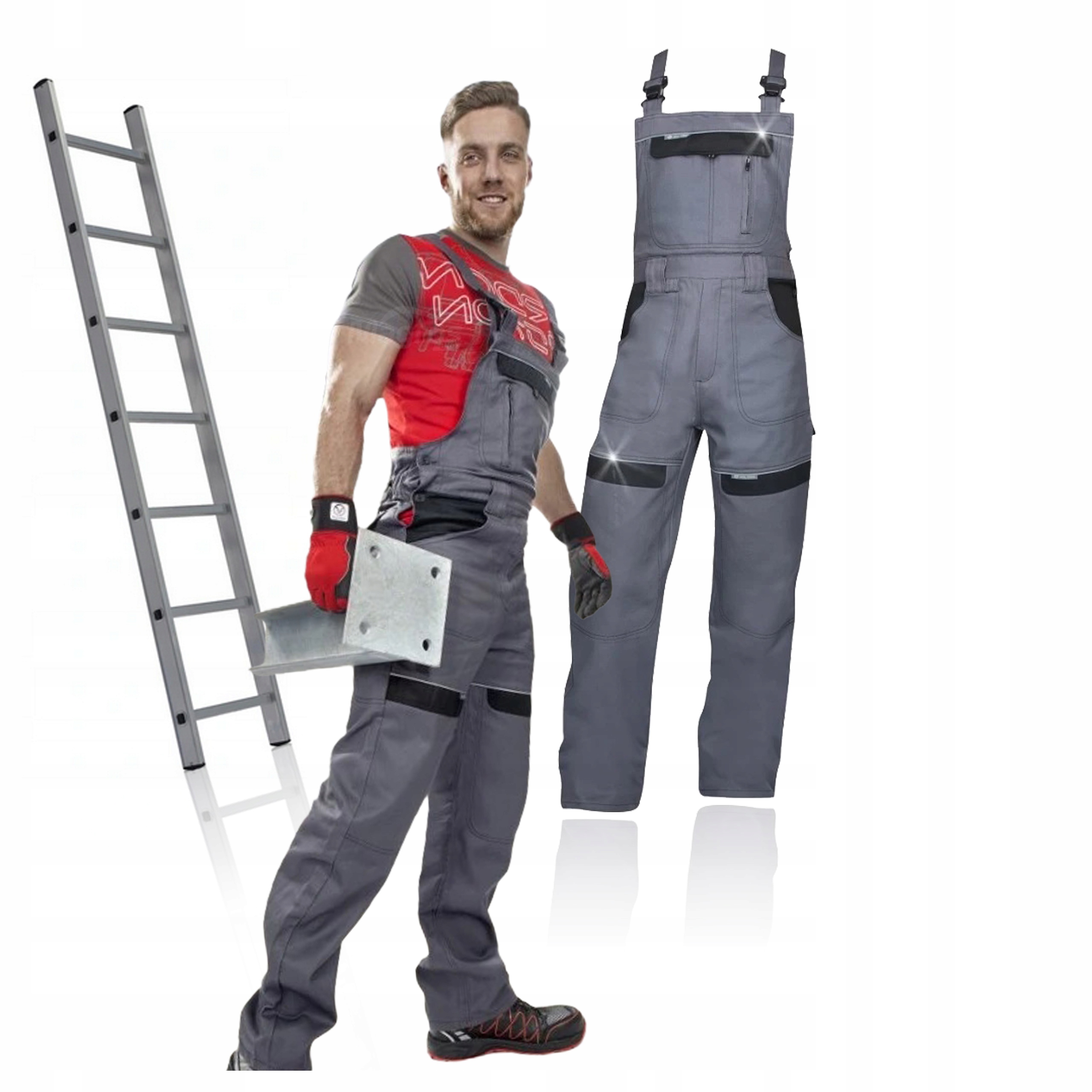 Ogrodniczki Spodnie Robocze Męskie Bawełna Szare Bhp Ardon Cool Trend r.52