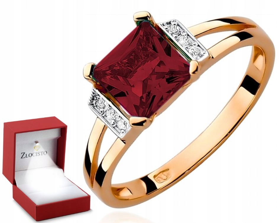 Prstýnek Granátové Jablko a Brilianty z růžového zlata 585