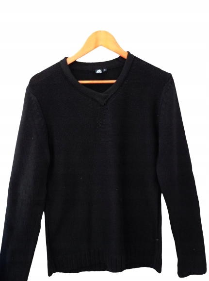 GRUBY, Sweter męski czarny XL KLASYCZNY Rodzaj wkładane przez głowę