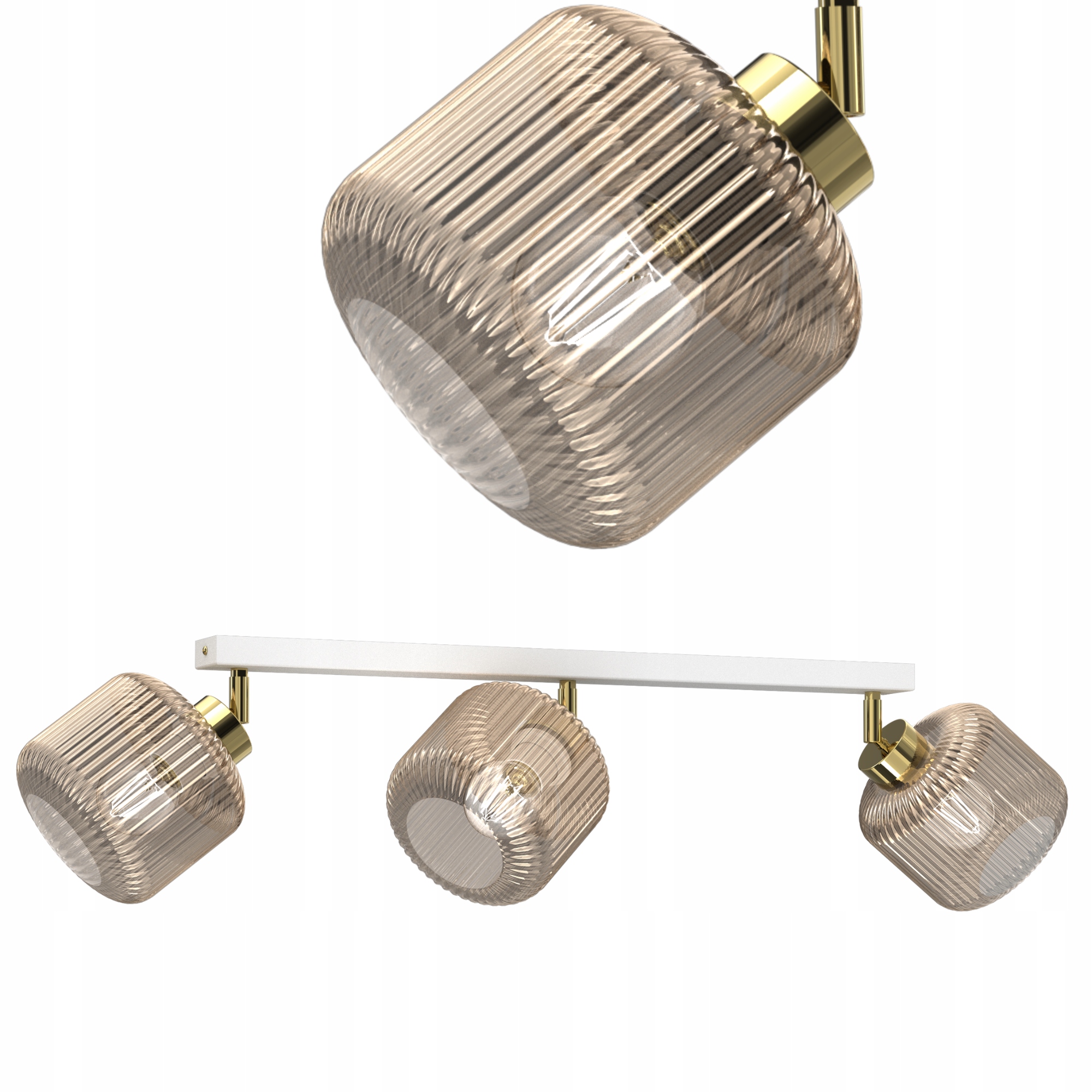 Lampa Sufitowa Plafon Szklana Lampa Prążki E27 Miodowy Klosz 3PKT Polska