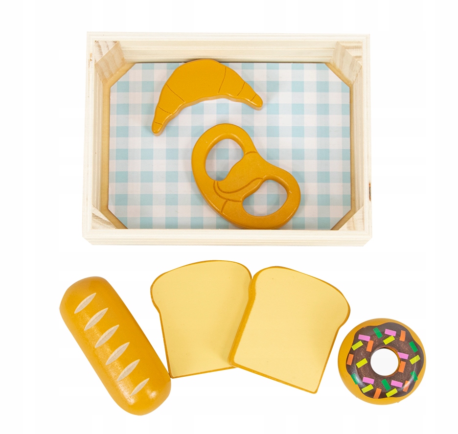 Zabawkowy Drewniany Koszyk Z Pieczywem Zabawka do dziecięcej kuchni Marka 4iQ Group