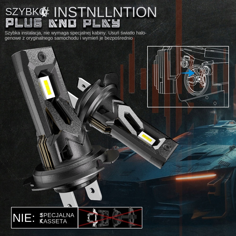 Żarówki H7 LED CSP biała 6500K 1do1 12V CANBUS CAN MOCNE WIECEJ ŚWIATŁA Numer katalogowy części 870655