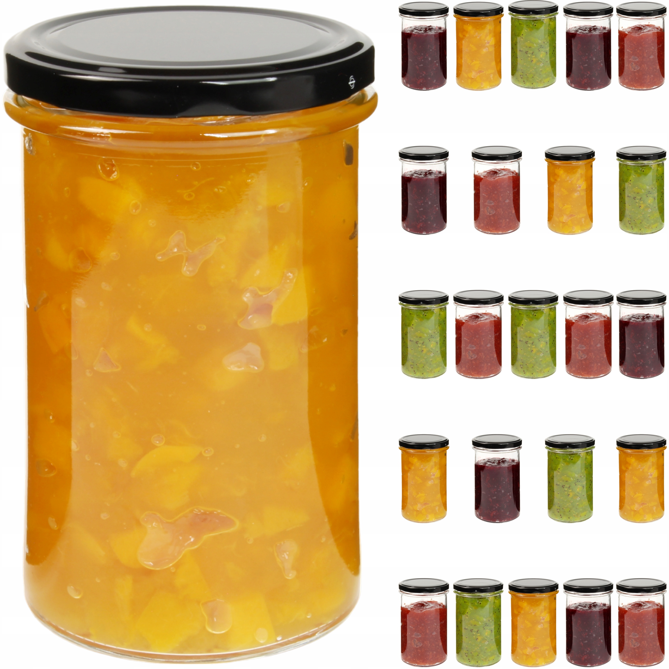 sklenice na zavařeniny 545 ml na džem a džemy na maso 500 ml se šroubovacím uzávěrem 24 ks