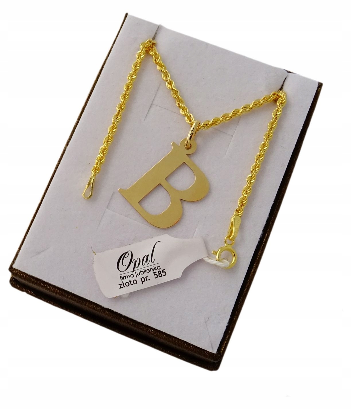 ŁAŃCUSZEK ZŁOTY 45 CM. + LITERKA B 585 / GRAWER Marka Inna marka