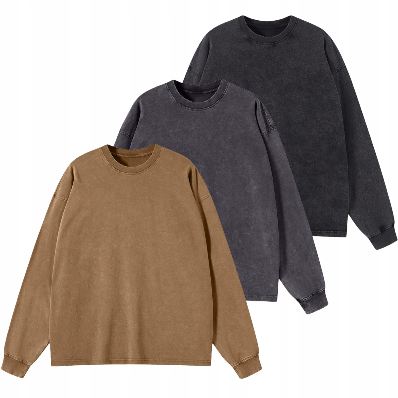 Tričko s dlouhým rukávem, dlouhý rukáv, Vintage Casual Unisex, sada 3 kusů, L