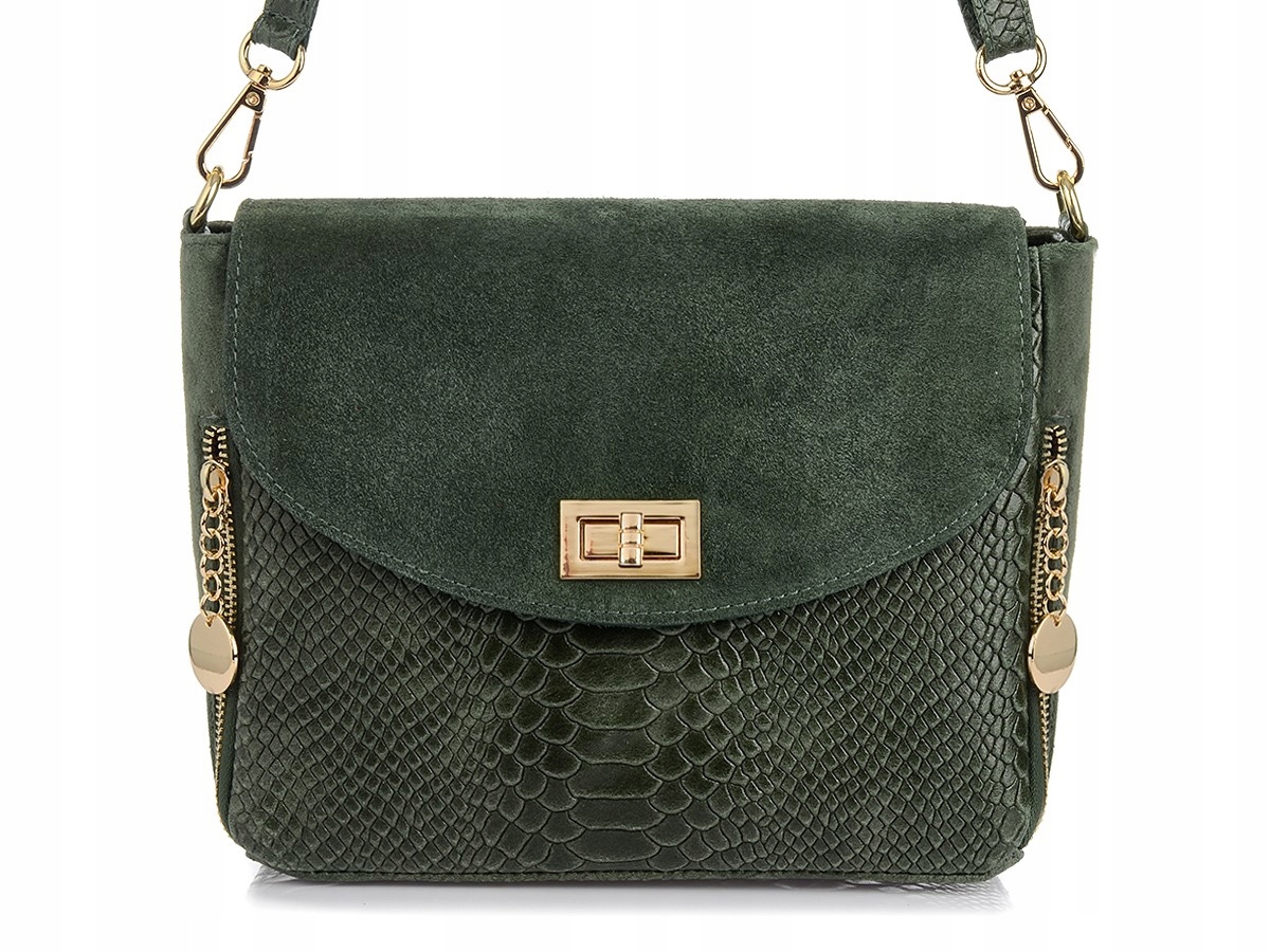 Tmavě zelená kabelka přes rameno kožená, elegantní dámská kabelka, italská kabelka