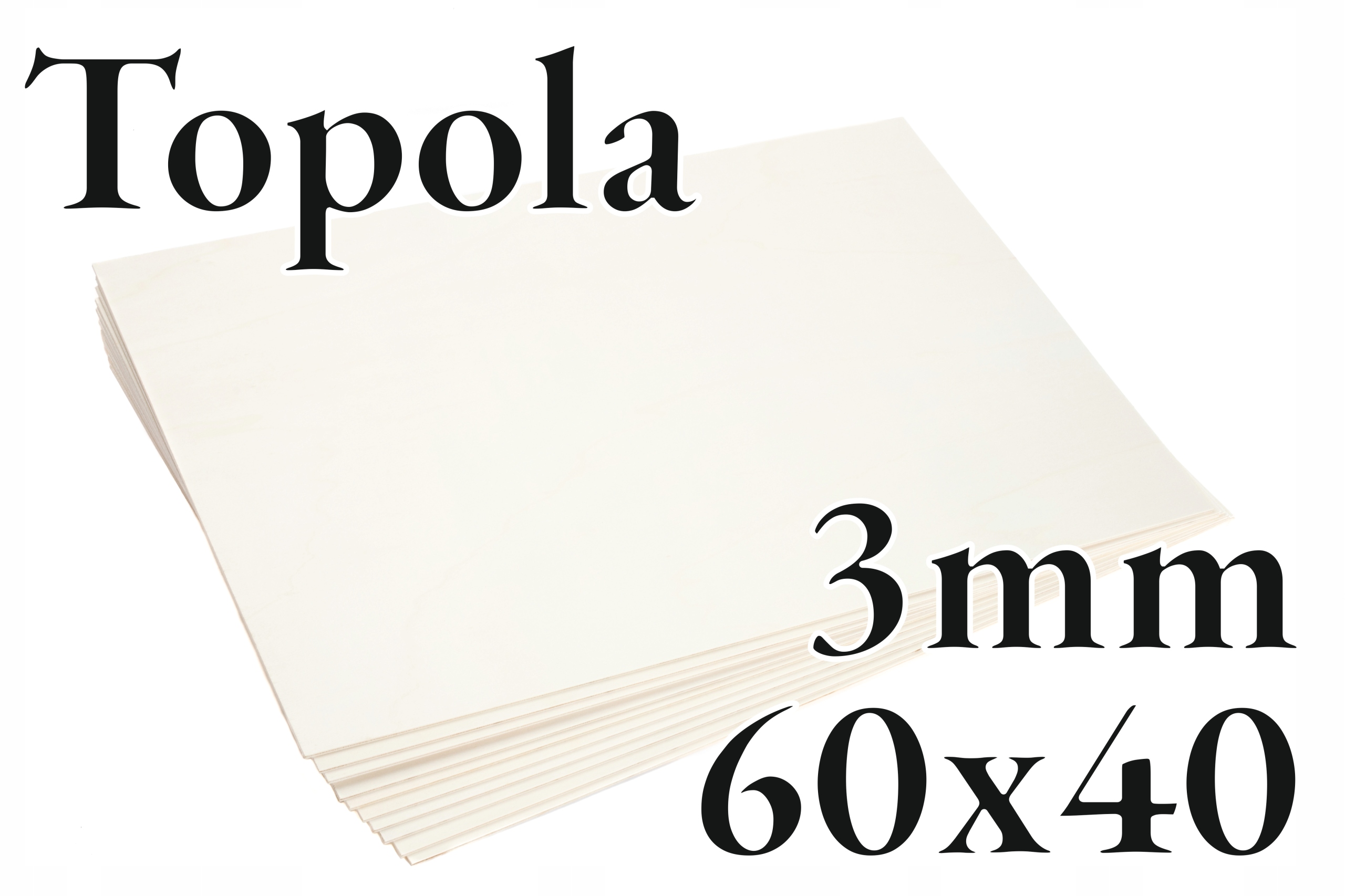 10 x Topolová překližka – Topol – 3 mm – 60 x 40 cm – Onlywood