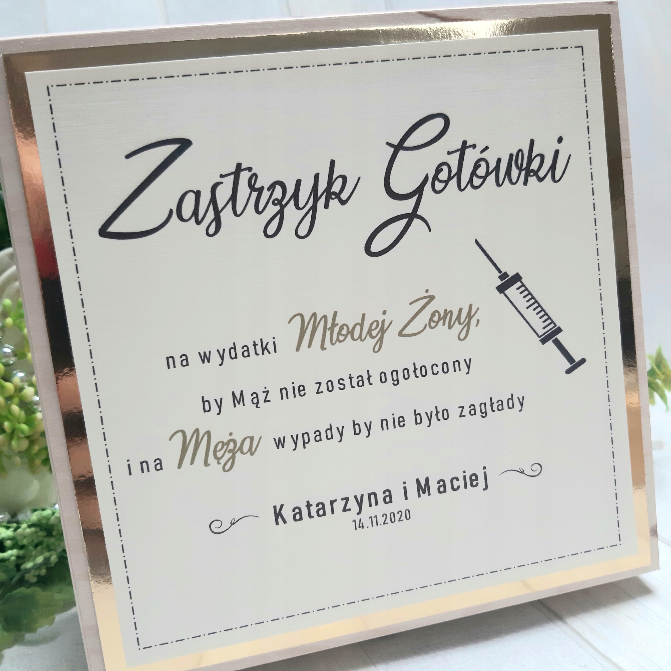 Zastrzyk gotówki na ślub * PREZENT * SKRZYNKA Głębokość produktu 6 cm