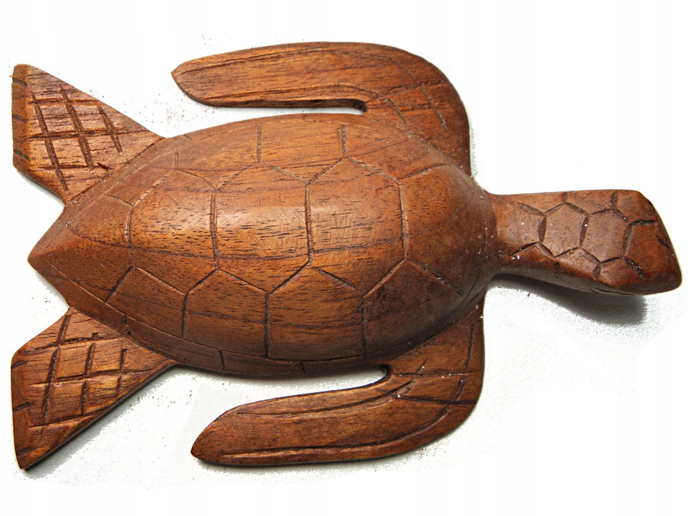 

Rzeźba Figurka Żółw z Drewna Suar Rękodzieło 15cm