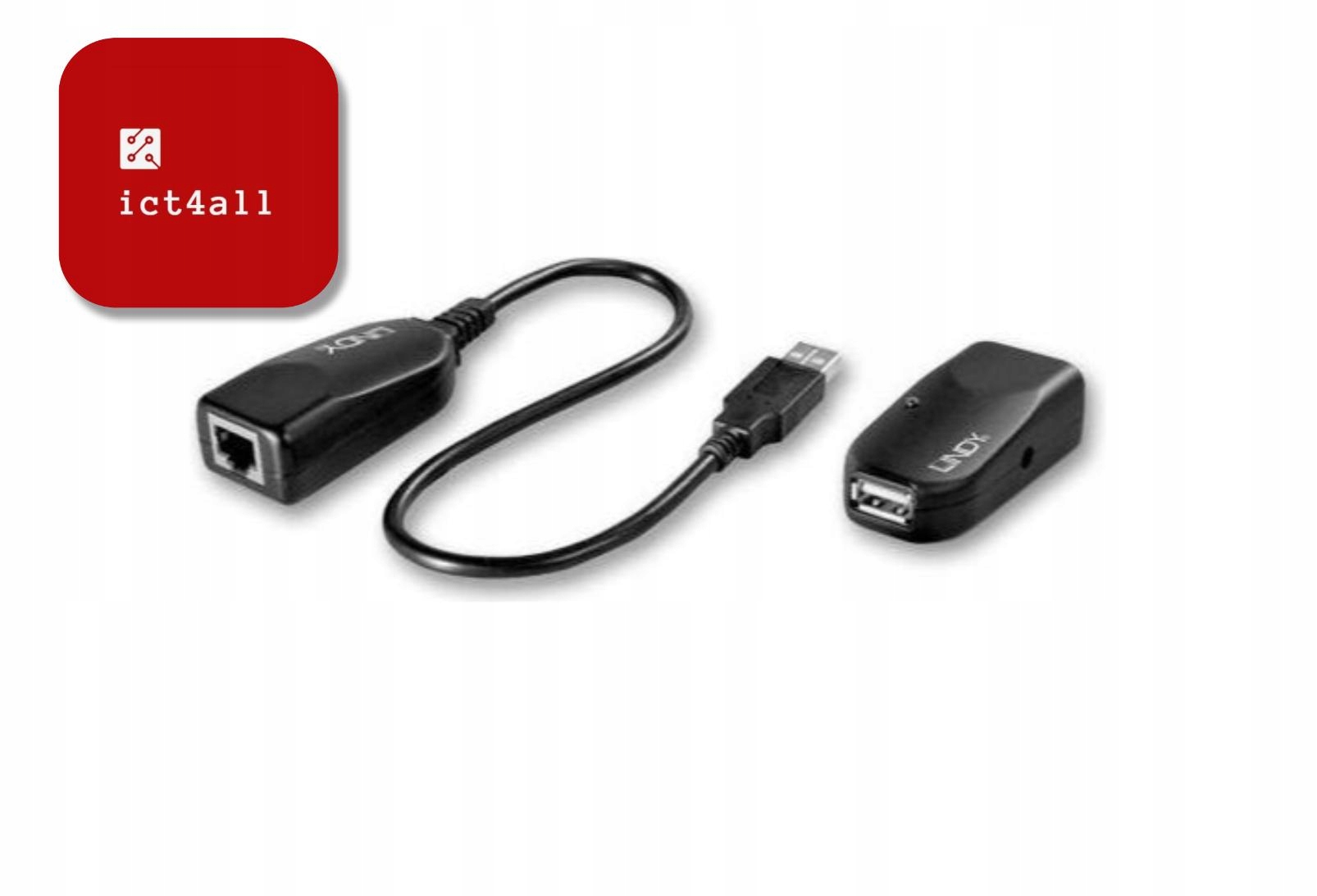 Lindy Usb predlžovací kábel cez krútenú dvojlinku CAT5 do 50 m