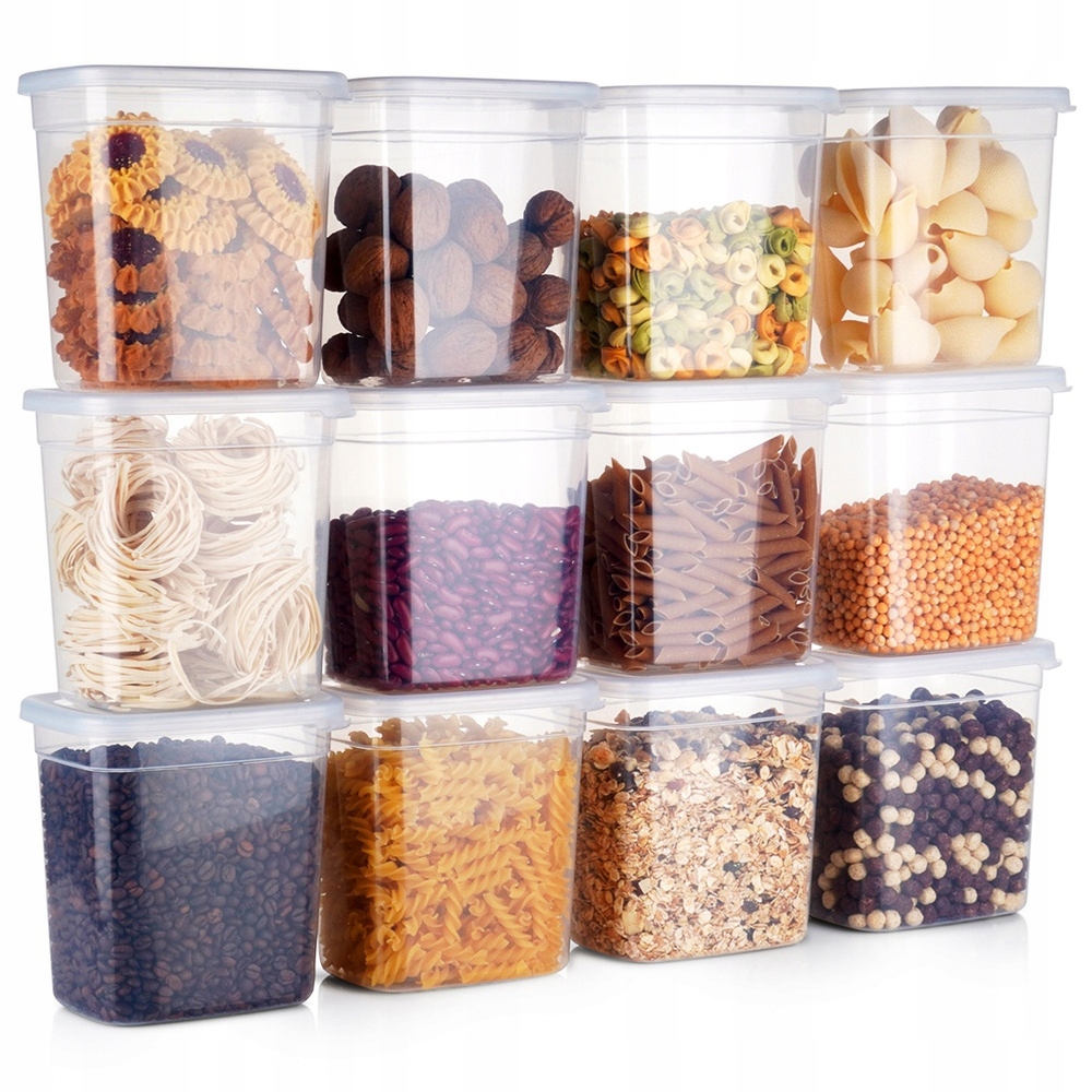 12x Kuchyňské Dózy na sypké potraviny, kávu, cukr, sůl, těstoviny 1,85 l