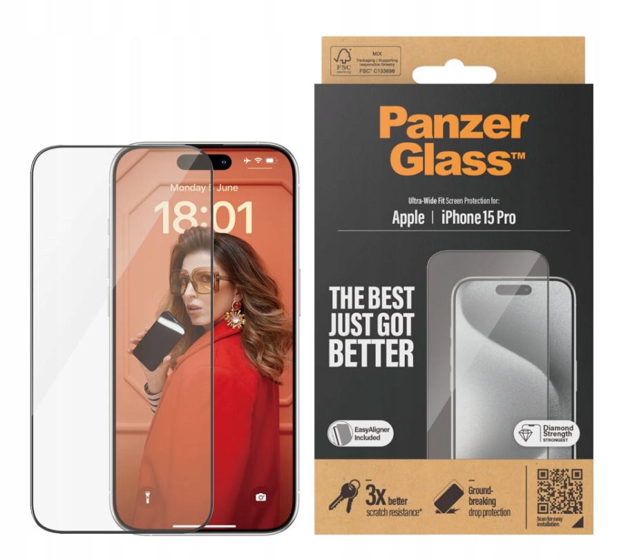 PanzerGlass Chránič obrazovky sklo Apple iPhone 15 Pro Tvrdené sklo
