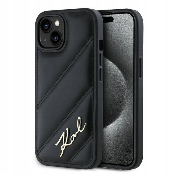 Pouzdro Karl Lagerfeld Diagonal Quilted Script pro iPhone 15 Plus 14 Plus c