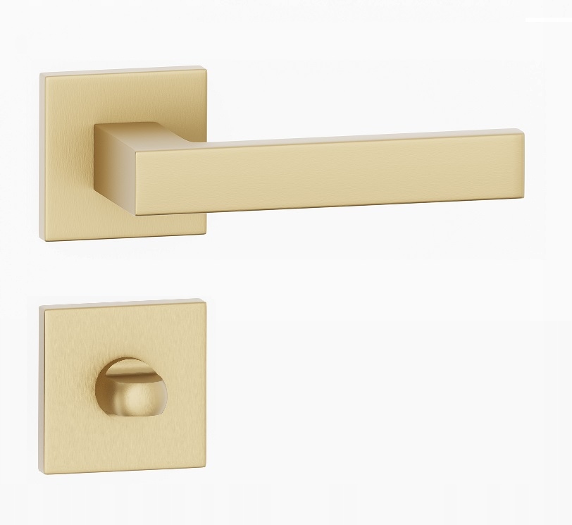 Klika na dveře komplet rozety Wc štítek Hiray čtvercová zlatá matná