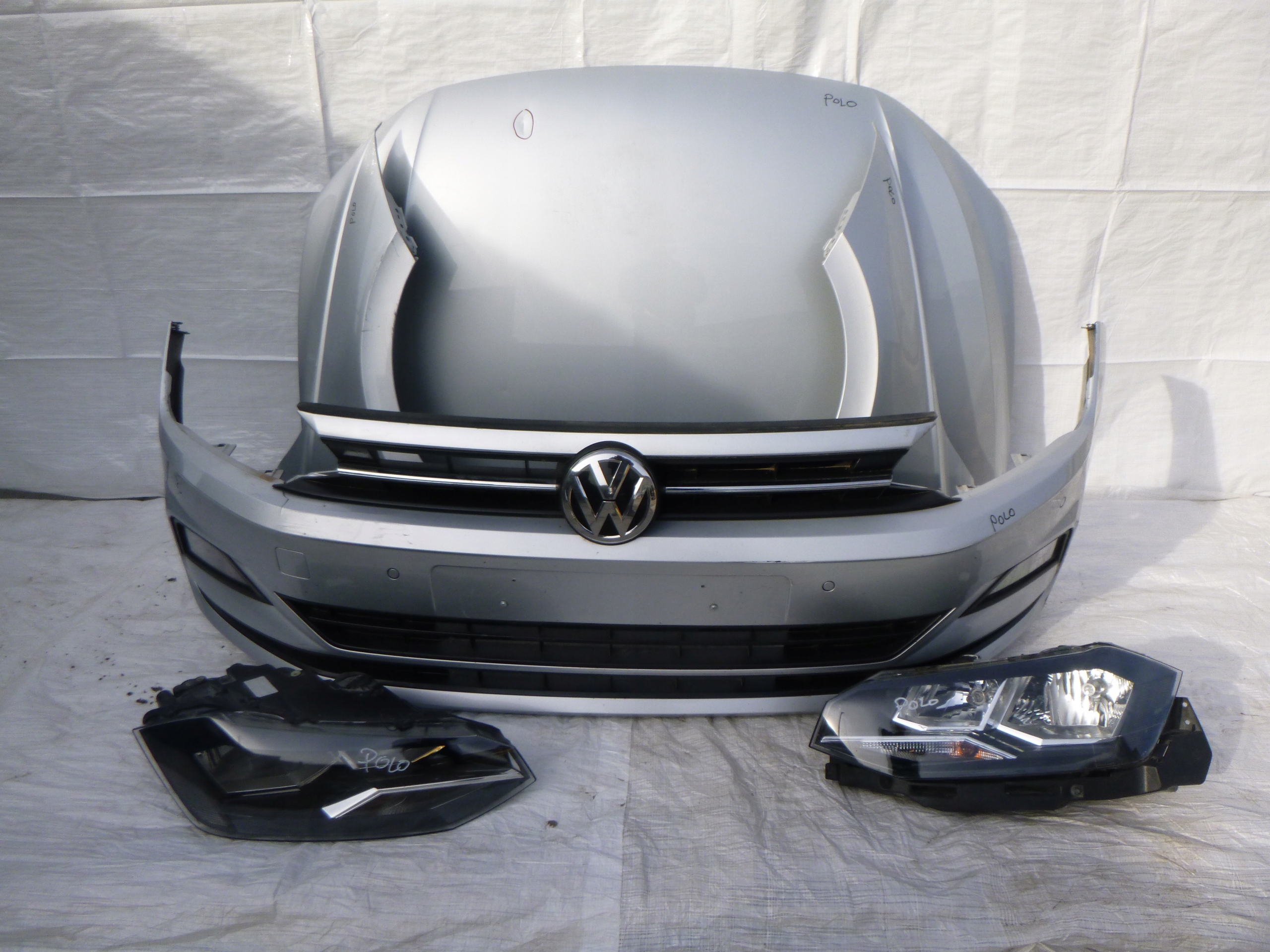 VW POLO VI ПЕРЕД КАПОТ БАМПЕР 4x ПАРКТРОНИК ФАРЫ