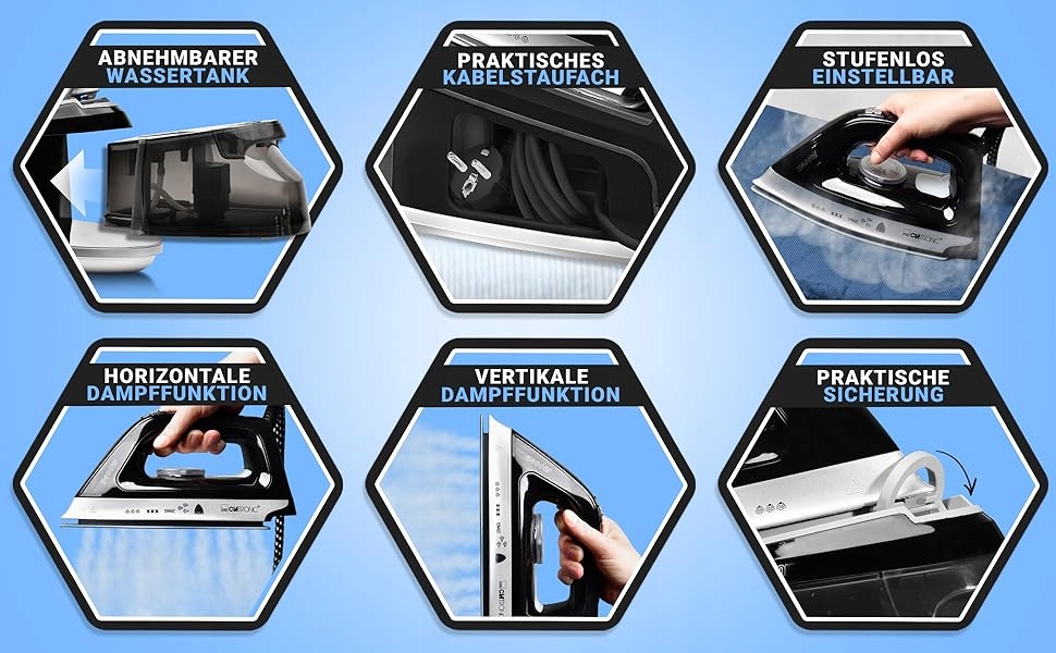 Clatronic Stacja parowa z żelazkiem parowym| pojemności 1,2 l Marka inna