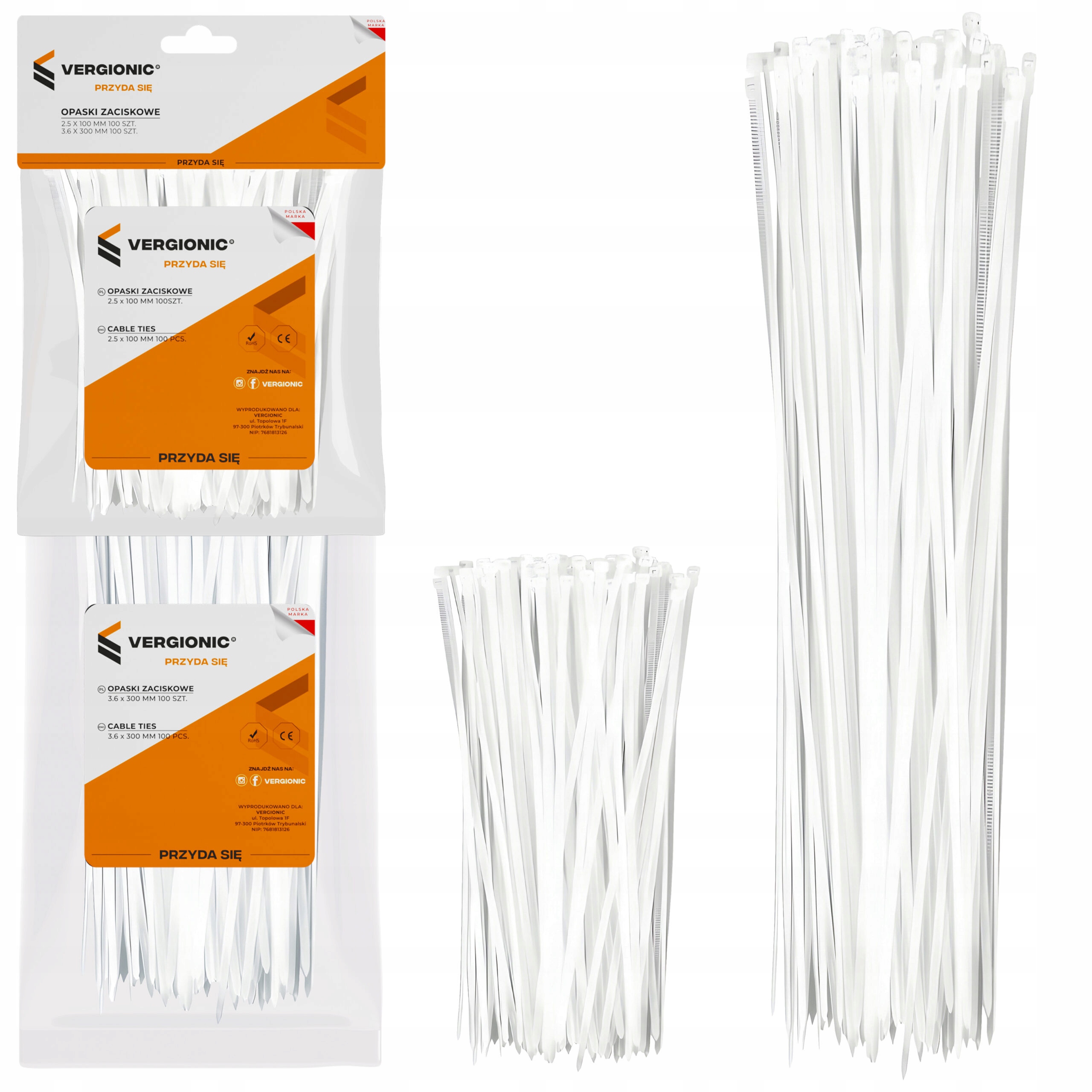 Opaski Zestaw Opasek Zaciskowych Kablowych Trytytki Mocne Uv 200SZT Białe