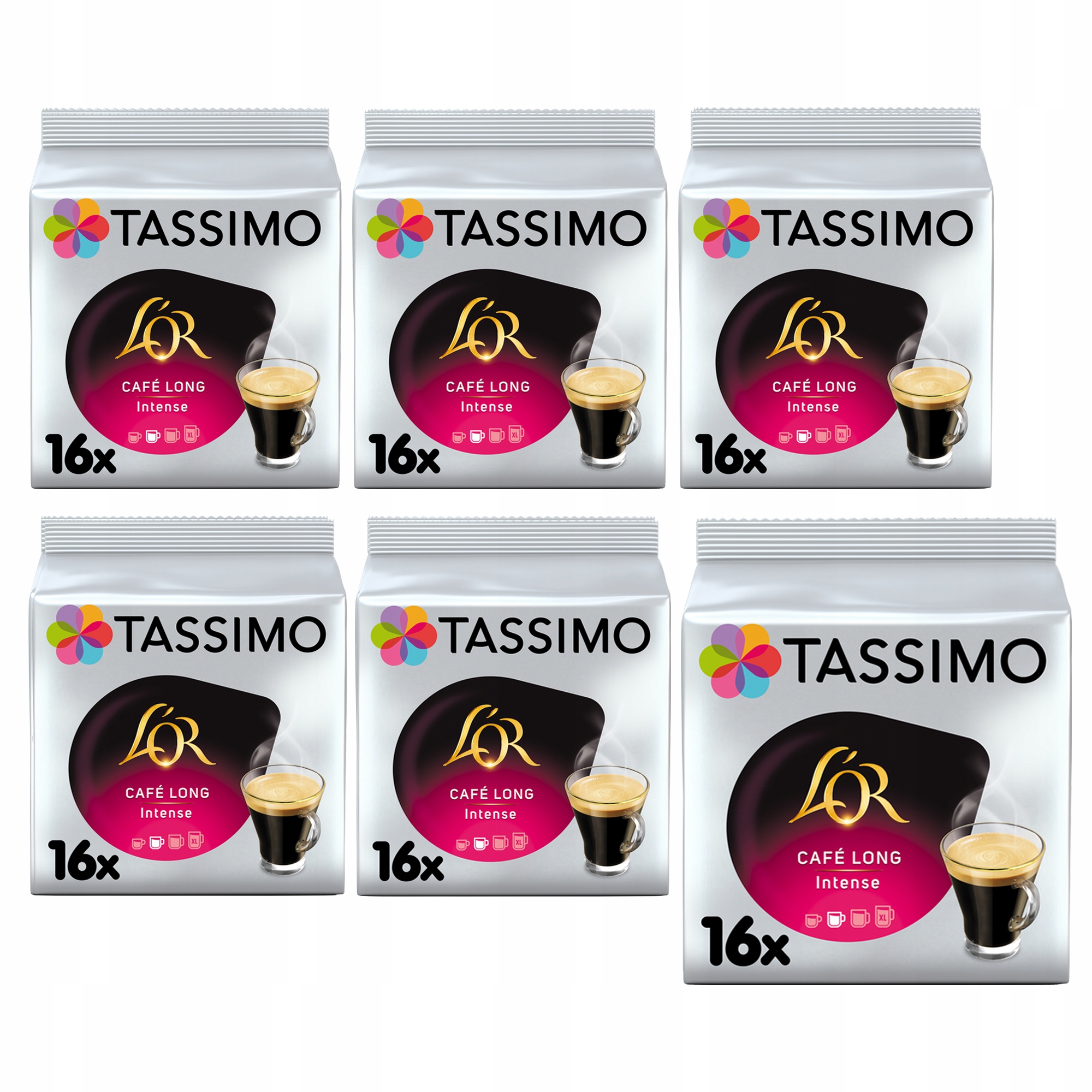 Kapsułki Tassimo L'or Cafe Long Intense, 6x 16szt, 5+1 Gratis! [96 kaw]