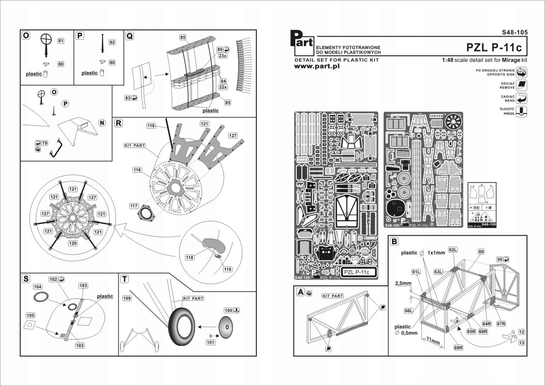 Part S48-105 1/48 Pzl P.11c (Mirage)