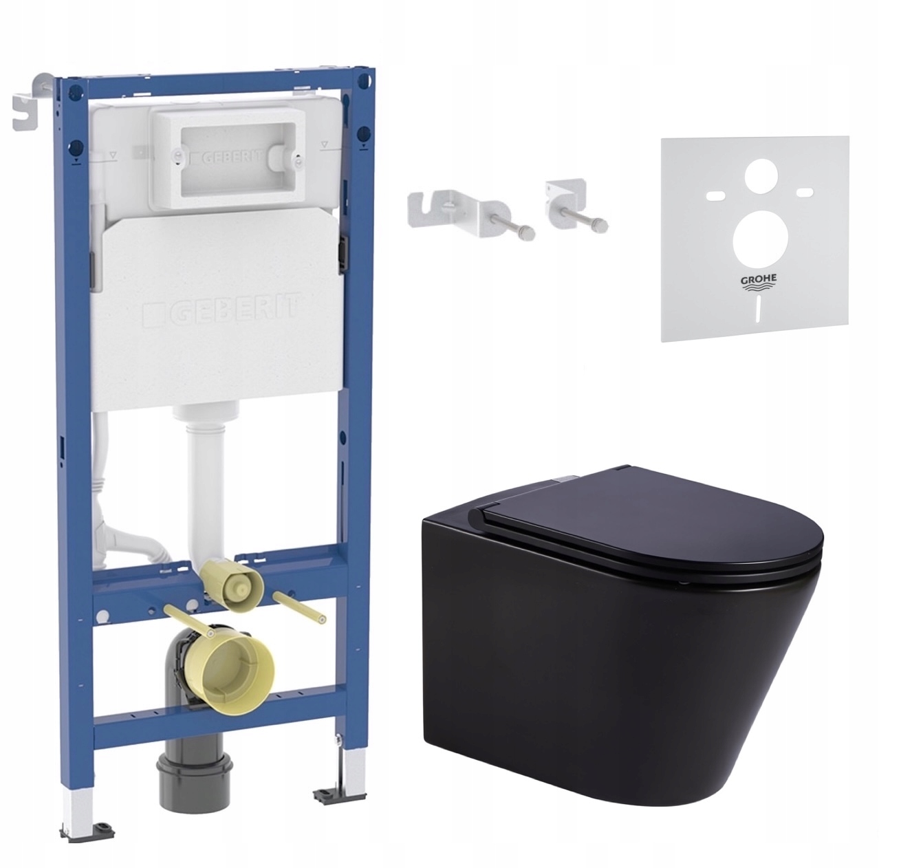Zestaw Wc podtynkowy Geberit czarna miska Wc Imprese Tornado 7w1