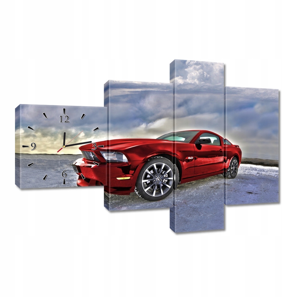 Nástěnné hodiny 100x70 Červený Ford Mustang