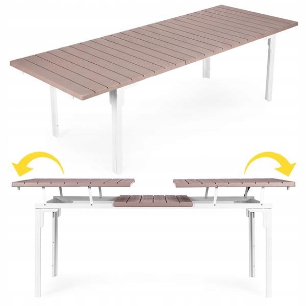 Rozkládací zahradní stůl 180-240 cm pro 12 os. ocel Hdpe béžová MultiGarden