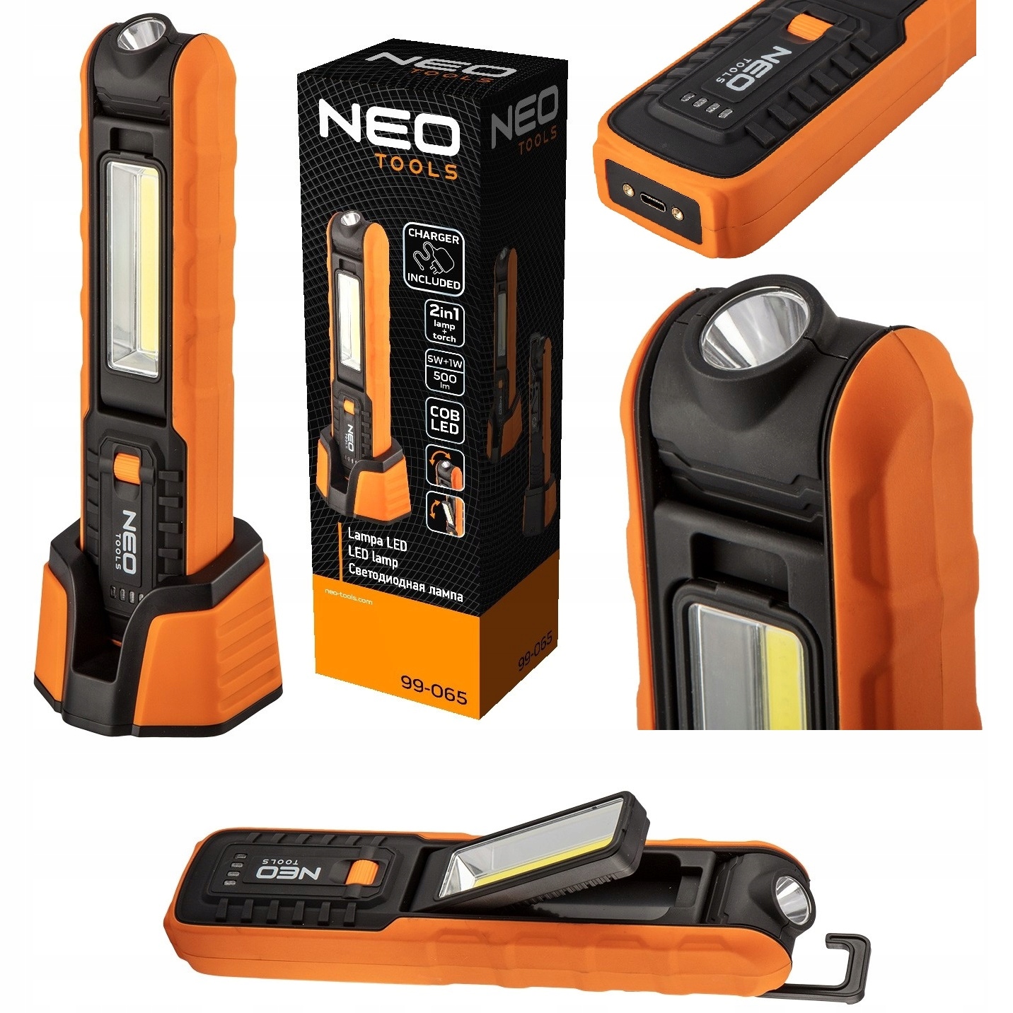 Neo Akumulátorová dielenská lampa 500 lm Cob