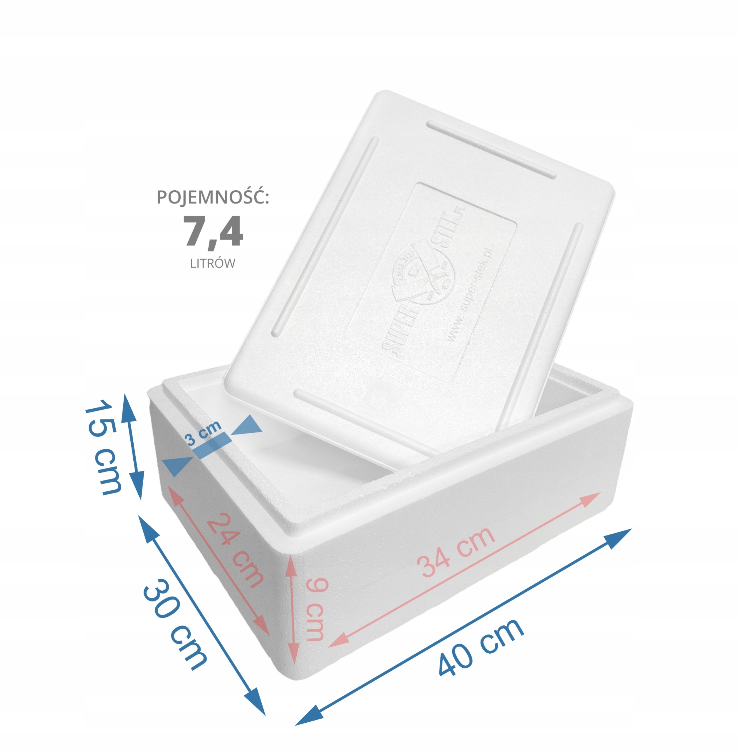 Pudełko 7,4L styropianowe LODÓWKA TERMO