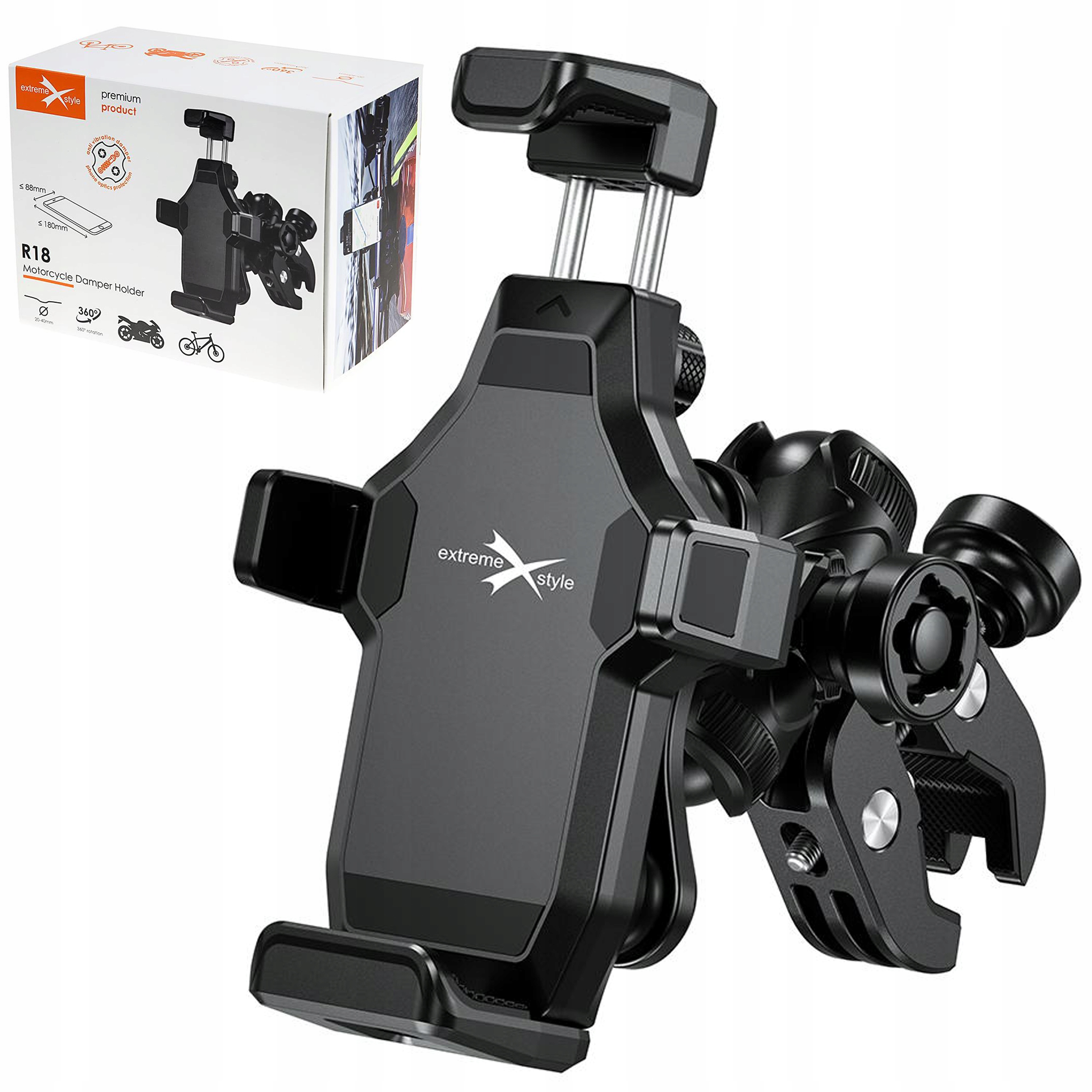 Mocny Solidny Obrotowy Uchwyt motocyklowy R18 Amortyzator Antywibracyjny