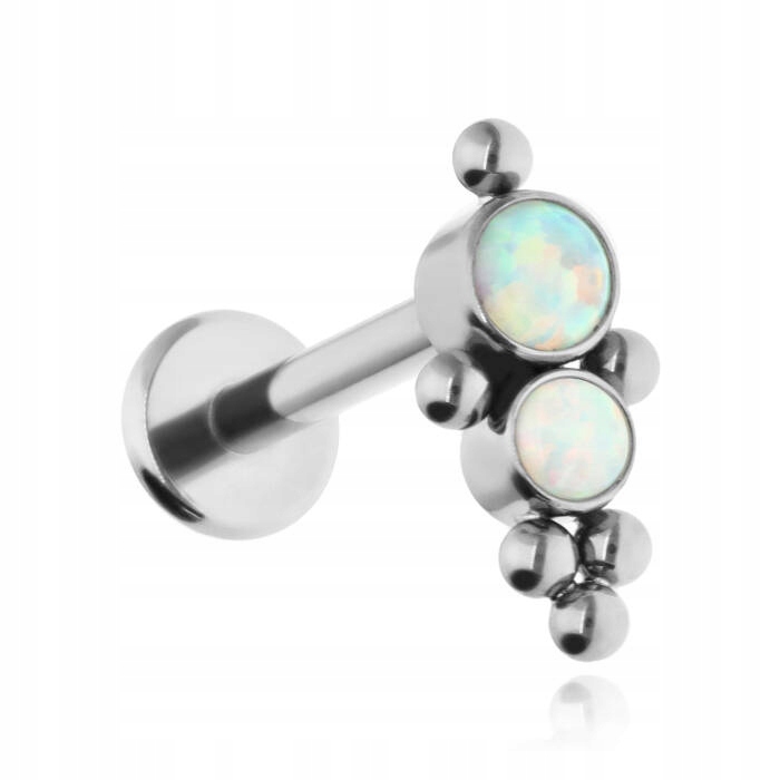 Tytanowy labret ozdobny jasno niebieski opal 1,2/6
