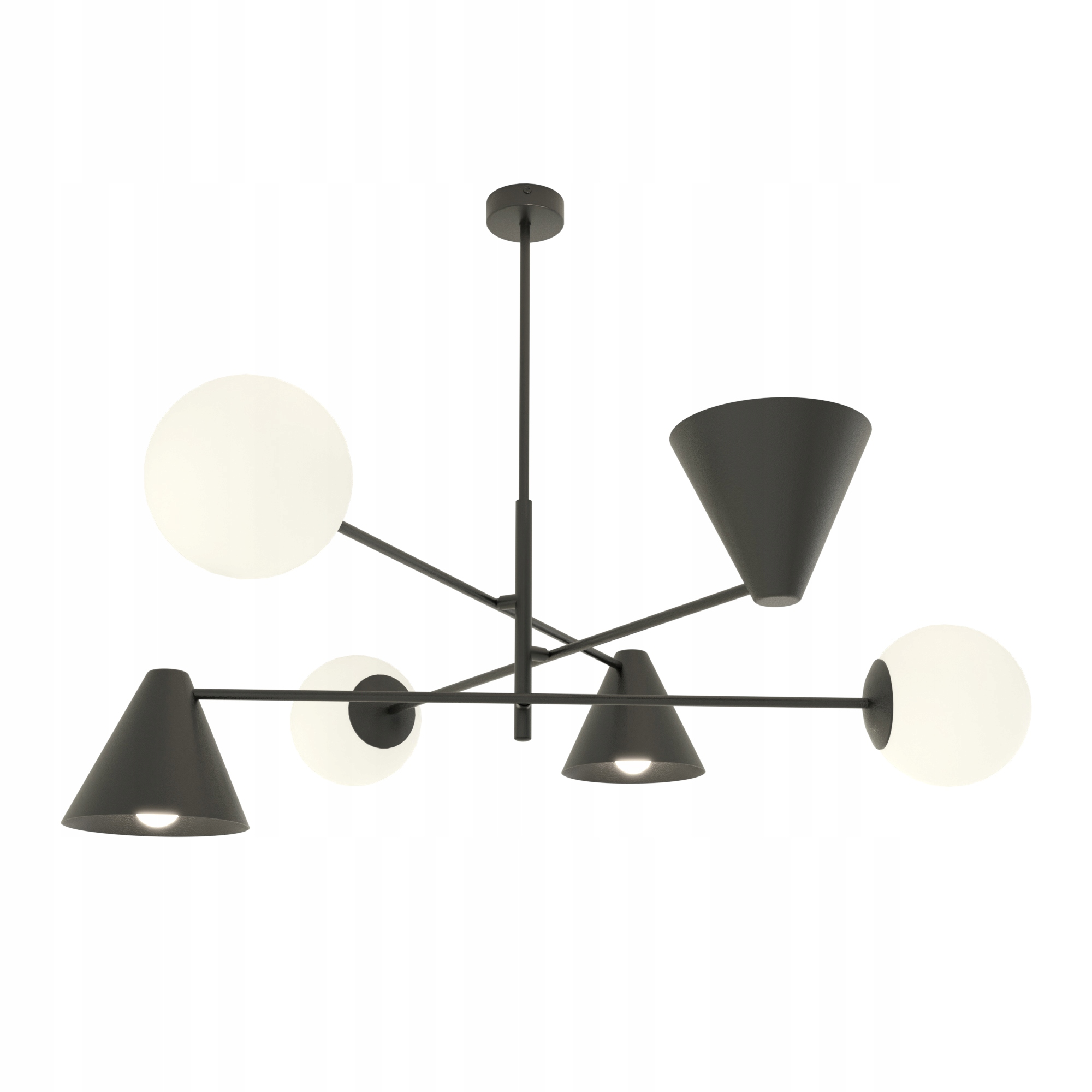 Veľká závesná lampa Inez luster 86 cm Čierna 6 svetelných bodov E14 štýlová