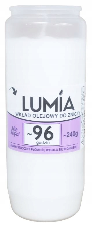 40x WKŁAD OLEJOWY do zniczy LUMIA 96 godzin=4 dni Marka inna