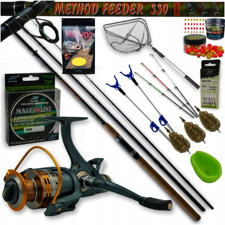Zestaw wędkarski Method Feeder Wędka 330 kołowrotek zanęta Jaxon