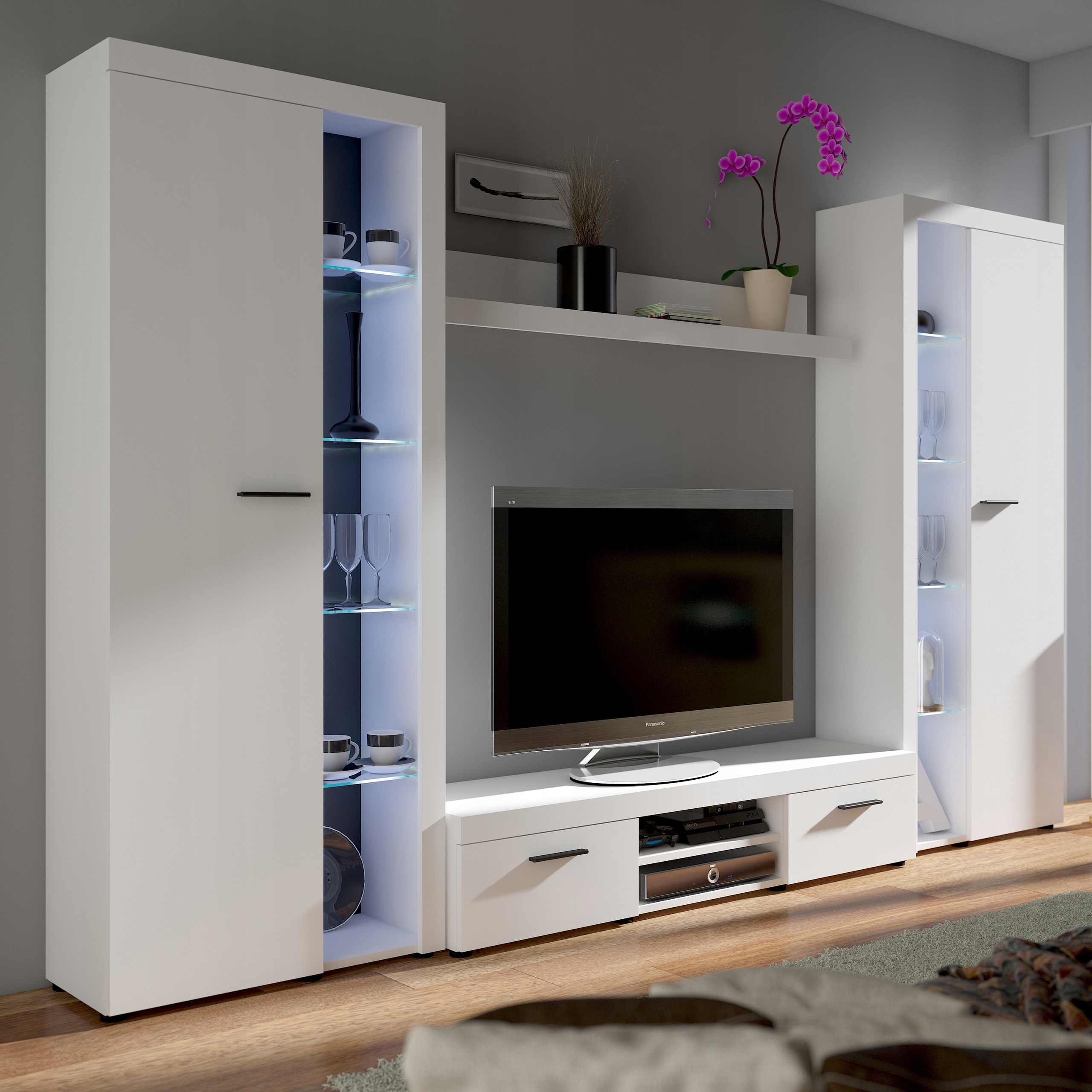 Nábytková Stěna Ritmo Bílá Moderní sada nábytku do obývacího pokoje