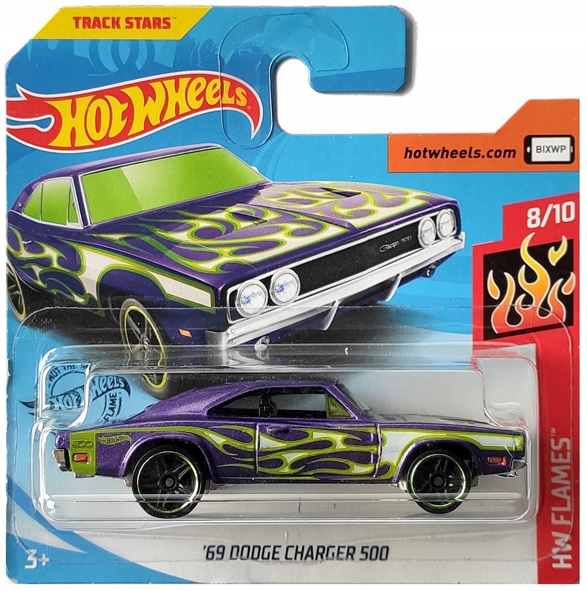 

Hot Wheels 69 Dodge Charger 500 Hw Flames 8/10 1:6
