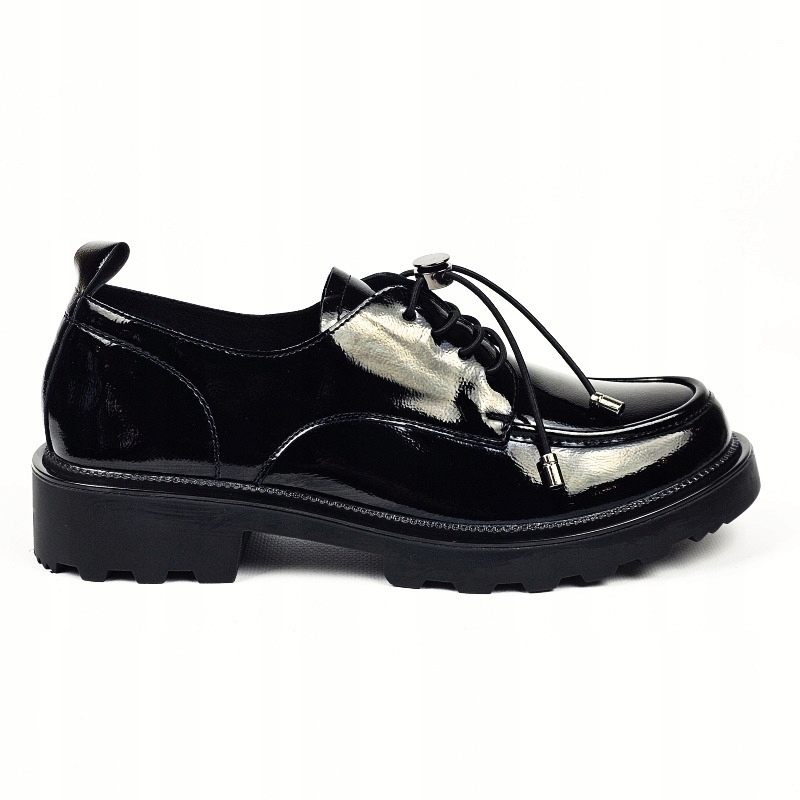 Dámské loafersy černé elegantní ploché lakované polobotky gumička vel.39