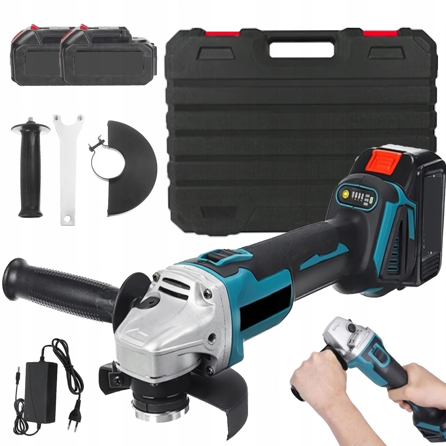 Mocny Bezszczotkowa Szlifierka Kątowa Akumulatorowa 21V 125MM 2 Aku