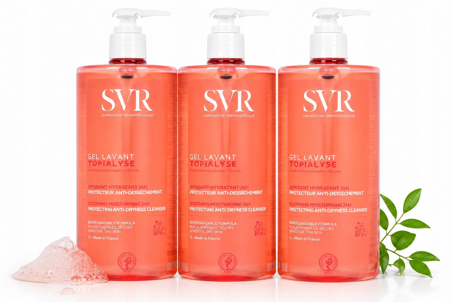 Svr Topialyse Gel Lavant Zestaw 3×1L Kojących Żeli Do Mycia Ciała i Twarzy