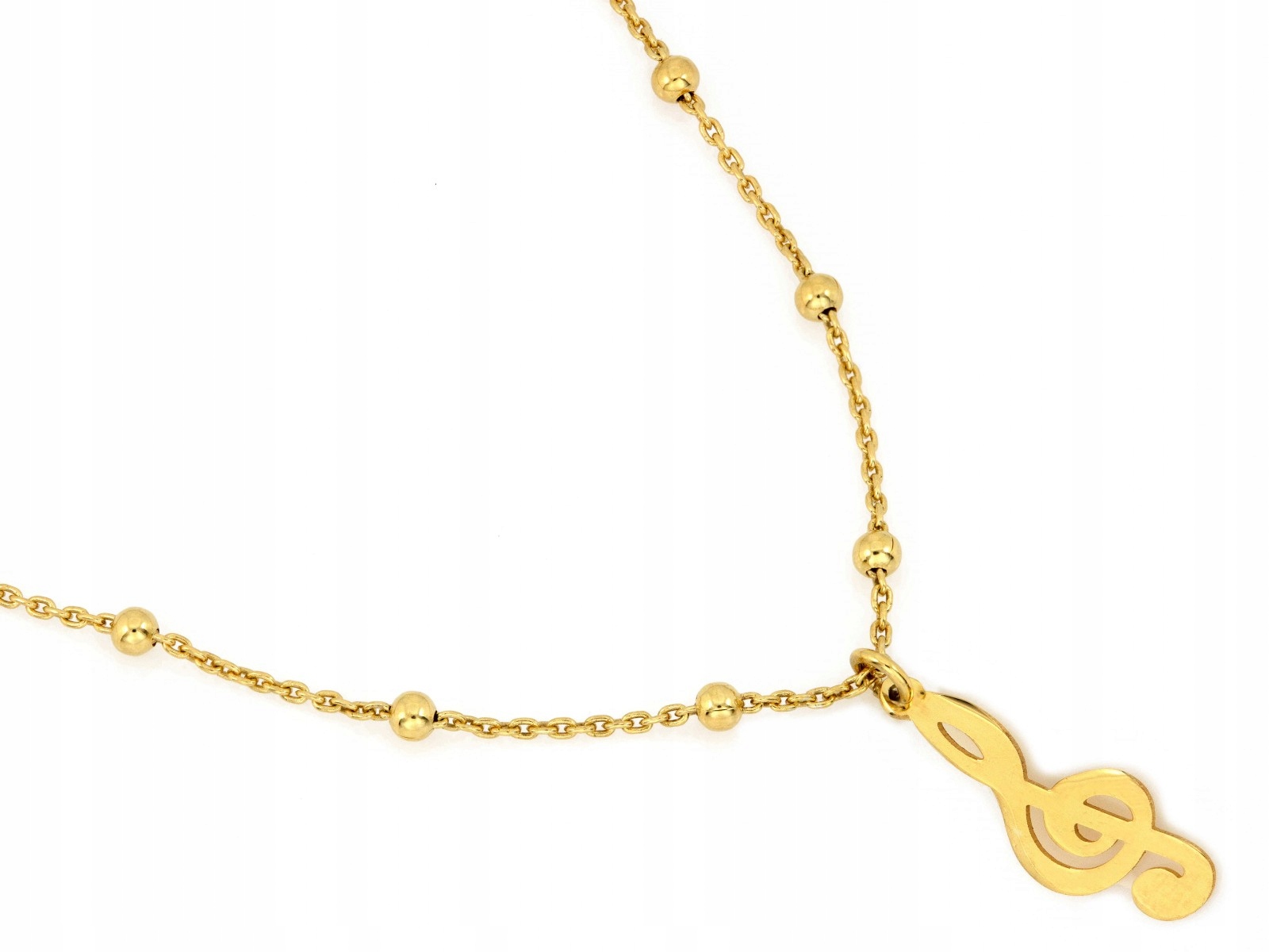 Stříbrný náhrdelník 925 s kuličkami a houslovým klíčem, hmotnost 2.38 g, velikost 45