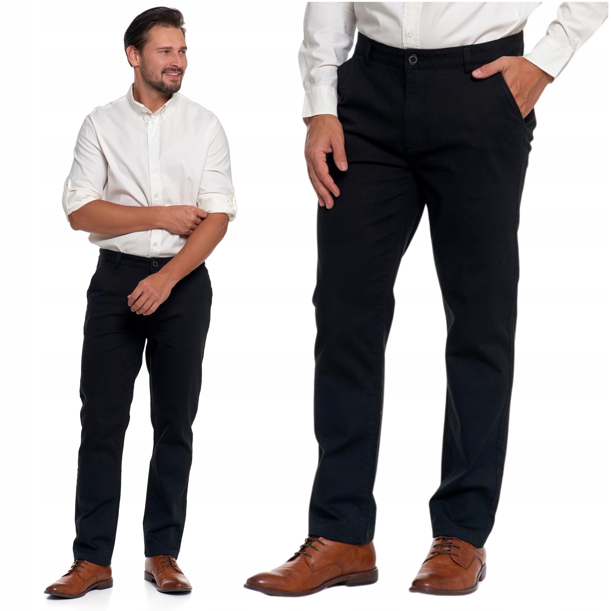 Pánské Kalhoty Elegantní Černé Chinosy Nohavice Jednoduché Módní Moraj vel.