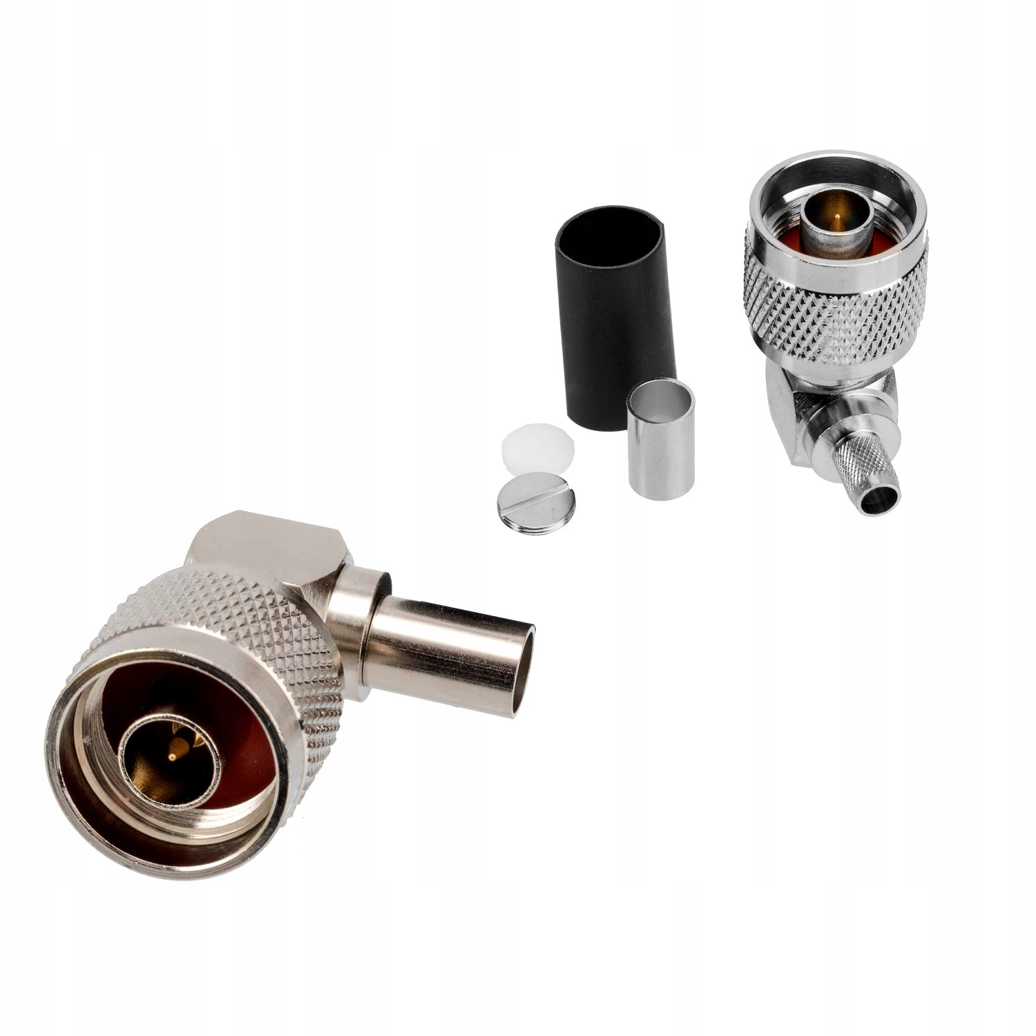 

Kątowy Wtyk N Zaciskany na RG58 RF5 H155 PTFE/Gold