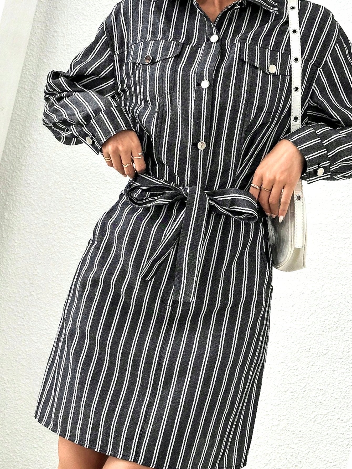 Šaty s proužky a límcem Casual S 36