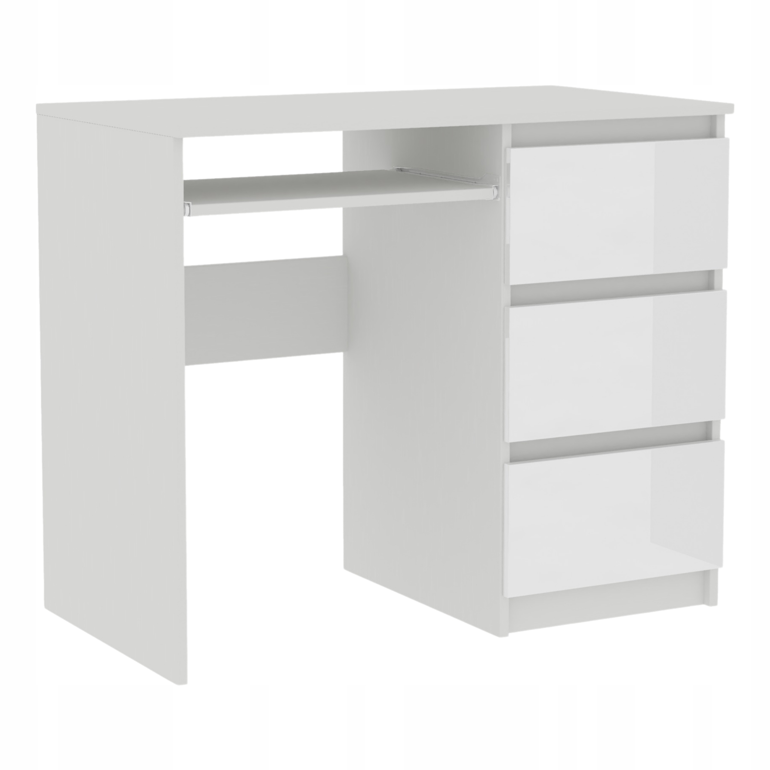 RADEK 90 см белый глянцевый компьютерный стол 3 ящика правый ламинированный