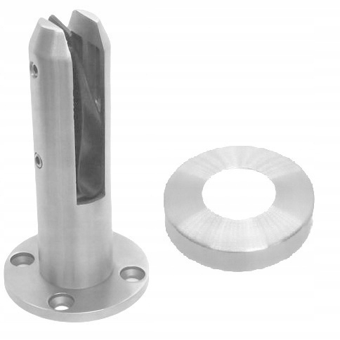 Držák Skla Spigot S Rozetou kulatý ), Aisi 304, Nerezový Výbrus