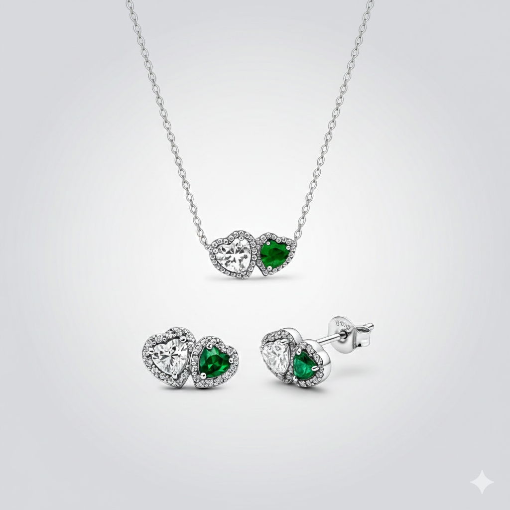 Stříbrný set Srdce se zirkony (náhrdelník náušnice)stříbro925
