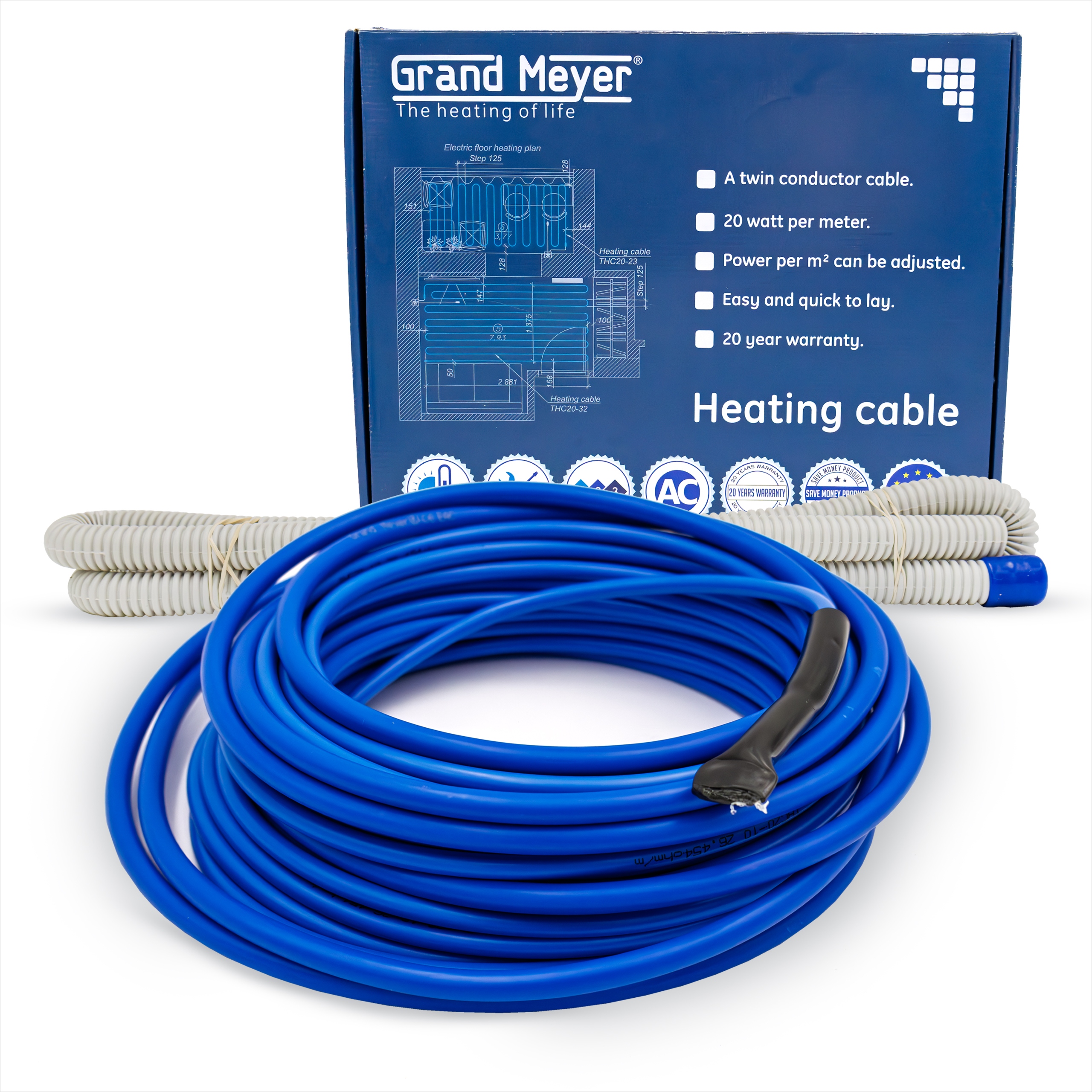 Przewód Grzejny Luźny 20W/m Grand Meyer 32m Ogrzewanie Podłogowe