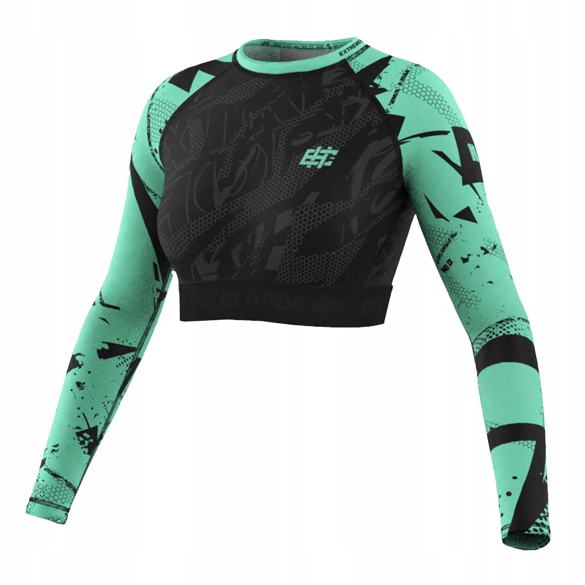 Extreme Hobby Crop Top dámský Neo Dlouhý rukáv Černá/Mátová M