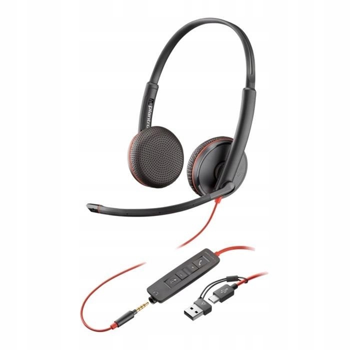 Slúchadlá s mikrofónom Poly Blackwire 3225 Stereo Usb-c 3,5 mm jack adap