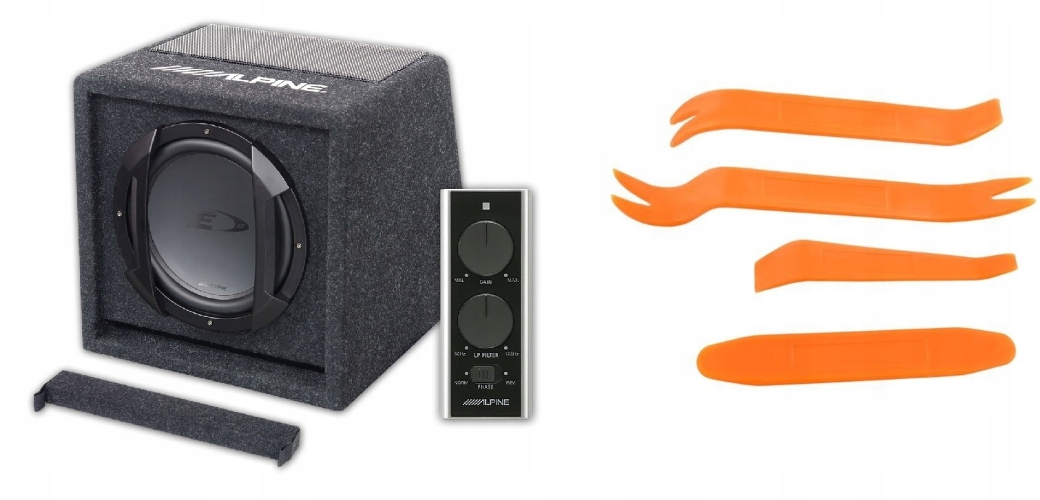 Alpine SWE-815 Automobilový aktívny subwoofer prevodovka diaľkové ovládanie kľúče