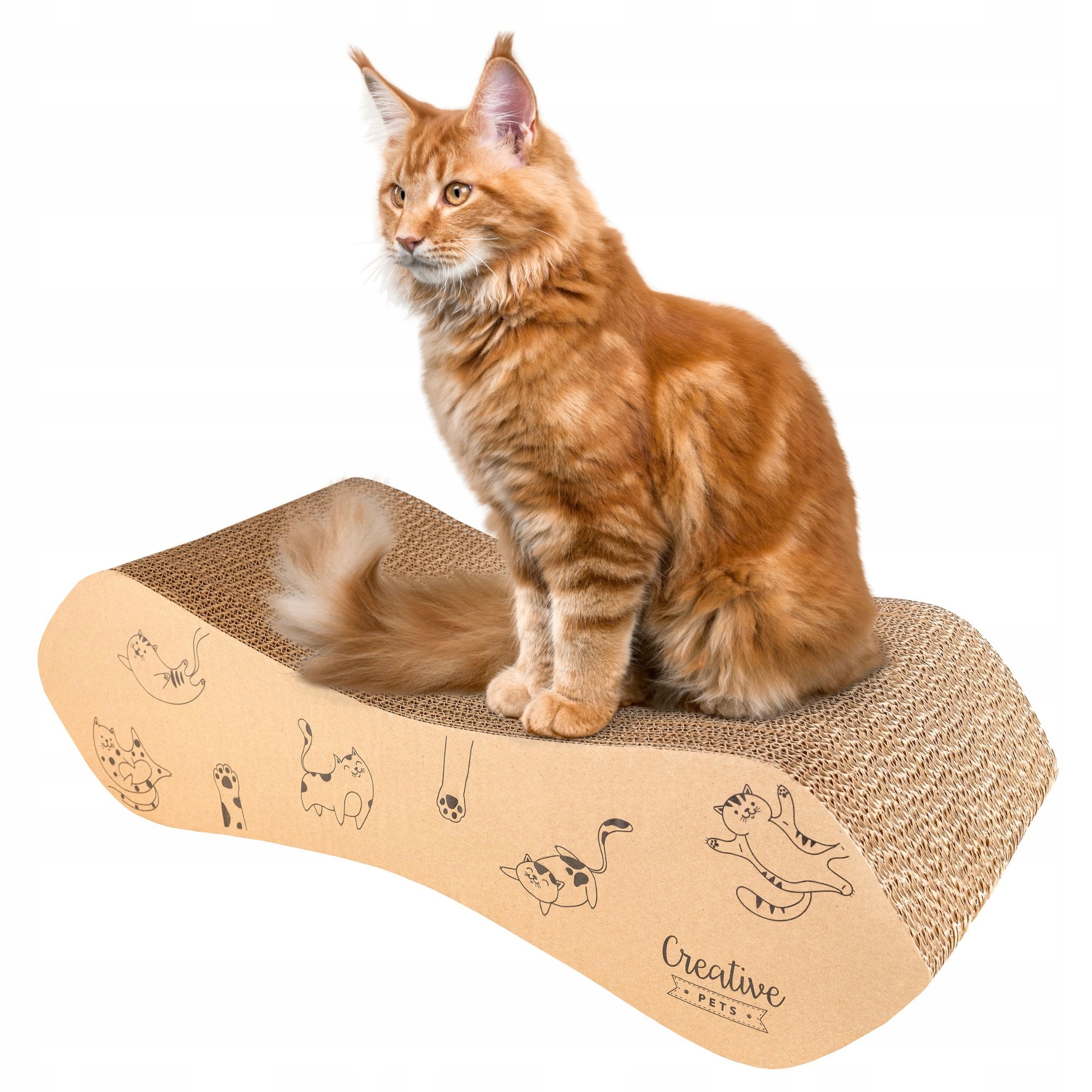 Levně Škrabadlo pro kočky, kartonové, nízké pelíšek, škrabací podložka 57x21x16 cm